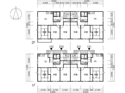 谷山コーポ A棟(3DK/2階)の間取り写真