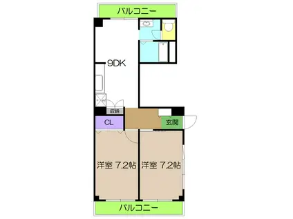 コーポはりまやI(2LDK/2階)の間取り写真