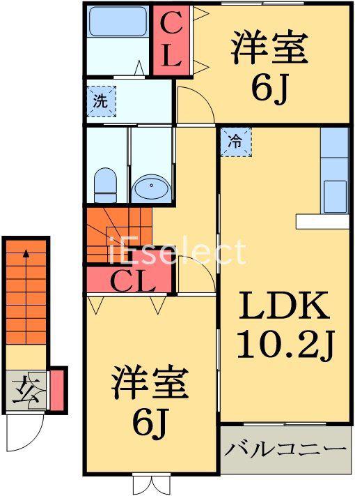 フルールメゾンA(2LDK/2階)の間取り写真