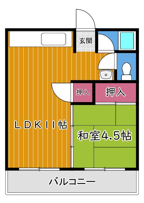 グリーンハイツ さんわA(2DK/2階)の間取り写真