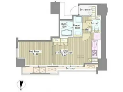 WHITETOWERHAMAMATSUCHO(1LDK/2階)の間取り写真