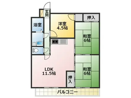 ラフォーレカトウ(3LDK/2階)の間取り写真