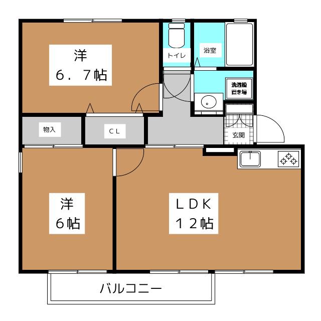 メゾン・ド・M B(2LDK/2階)の間取り写真