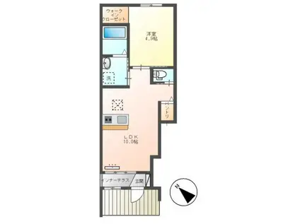 ブルーセレスト(1LDK/1階)の間取り写真