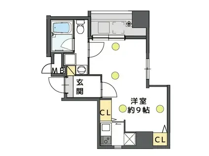ウエンズ阿波座西(1K/8階)の間取り写真