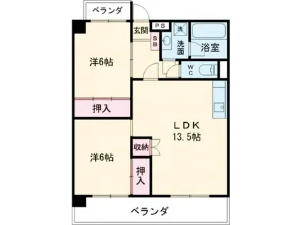 MHG天神ビル(2LDK/7階)の間取り写真