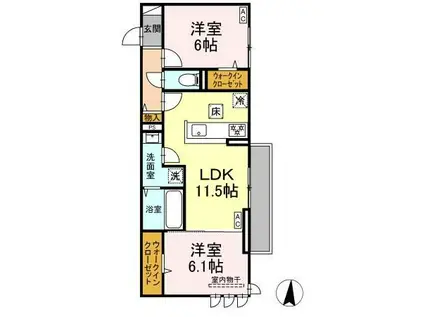 カンパニュラ(2LDK/1階)の間取り写真