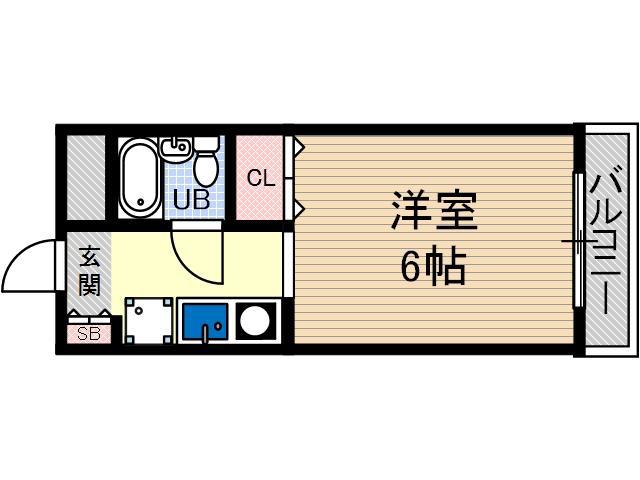 イーストヴィレッジ茨木(1K/2階)の間取り写真