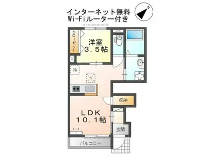 フィールドヴィレッジIII(1LDK/1階)の間取り写真