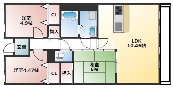 グランソレイユ日本橋(3LDK/13階)の間取り写真