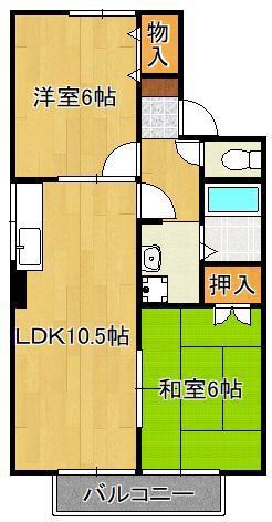 ヴェルジェK(2LDK/1階)の間取り写真