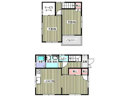 洲崎ハイツ(2SLDK/1階)の間取り写真