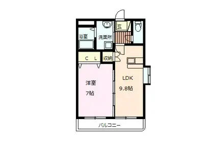 アイディーアル御領(1LDK/4階)の間取り写真