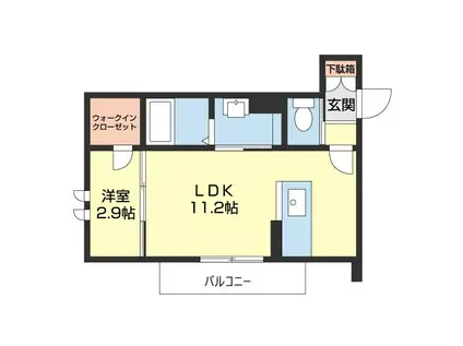 ベレオ鷺ノ森(1LDK/3階)の間取り写真