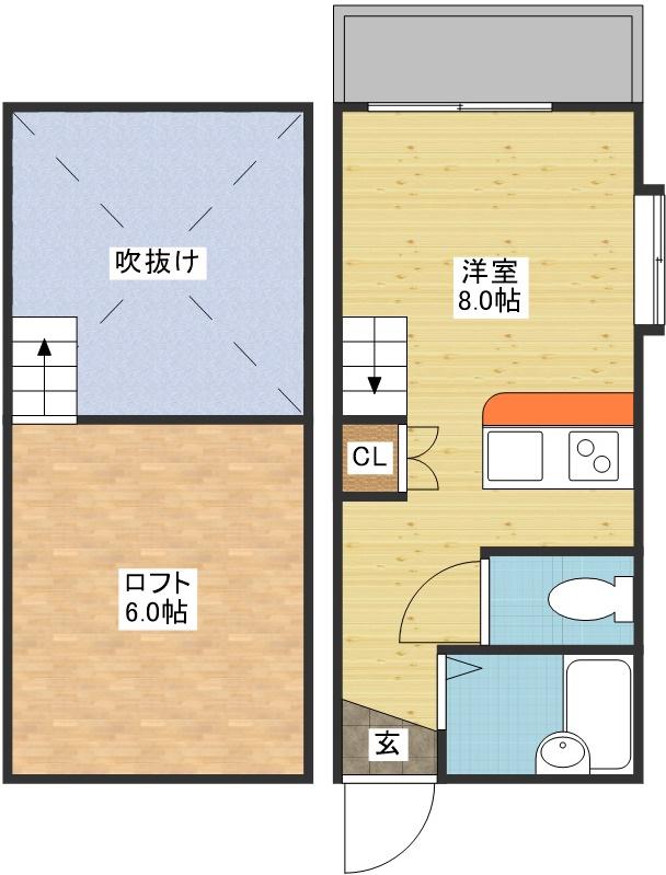 カーサヴェルデ梁川(ワンルーム/2階)の間取り写真