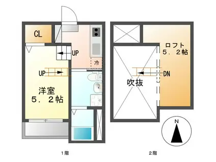 グランフルール(1K/2階)の間取り写真