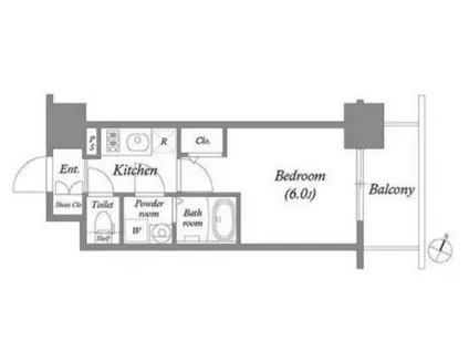 エスリード弁天町クレール(1K/5階)の間取り写真