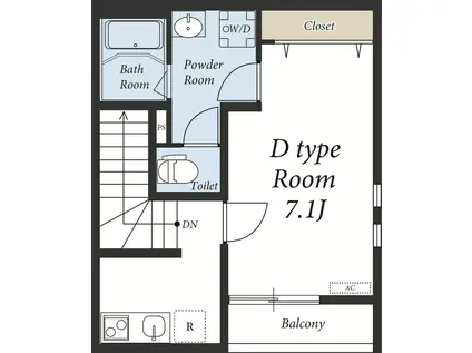 リブリ・KITAKASAI(1K/2階)の間取り写真