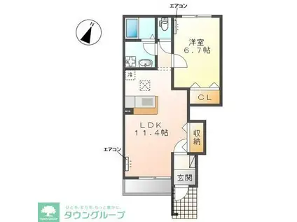 リリー・オブ・ザ・バレー(1LDK/1階)の間取り写真