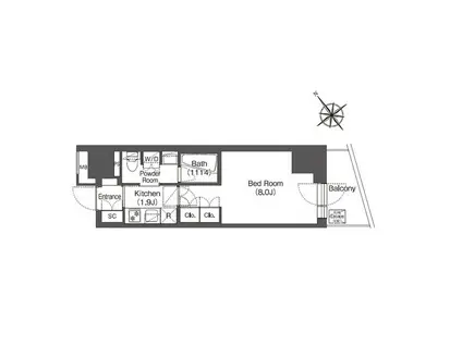 コンフォリア東大井I(1K/5階)の間取り写真