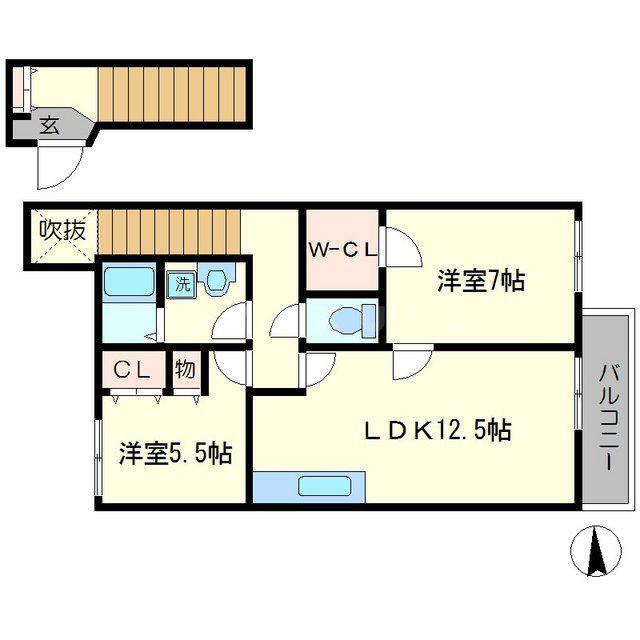 アザレアスクエア(2LDK/2階)の間取り写真