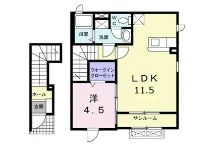 ジェルメライムA(1LDK/2階)の間取り写真