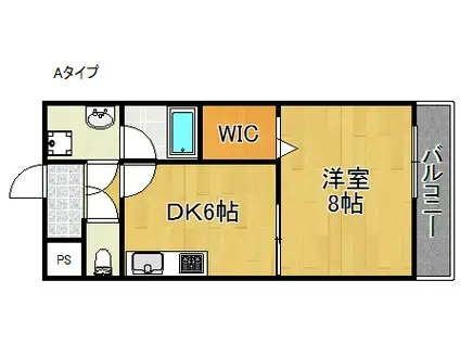 エバーヒルズS棟N棟(1DK/2階)の間取り写真