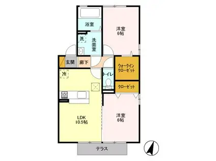 メルヴェイユB(2LDK/2階)の間取り写真