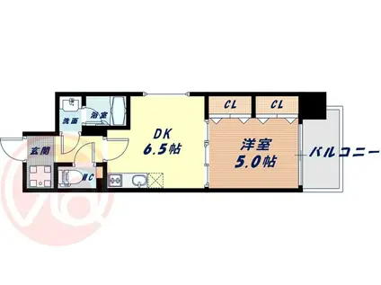 レジディア京町堀(1DK/8階)の間取り写真