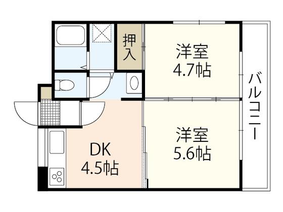 三筋川コーポ(2DK/3階)の間取り写真