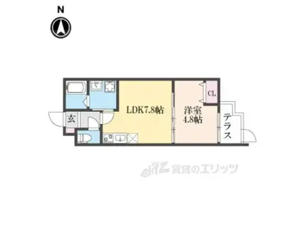 LEI椥辻(1LDK/1階)の間取り写真