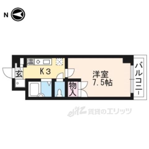 カーサソラッツオ2番館(1K/6階)の間取り写真