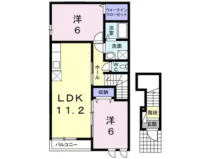 ルーチェ(2LDK/2階)の間取り写真