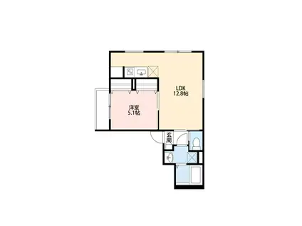 CRECIA稲毛町(1LDK/2階)の間取り写真