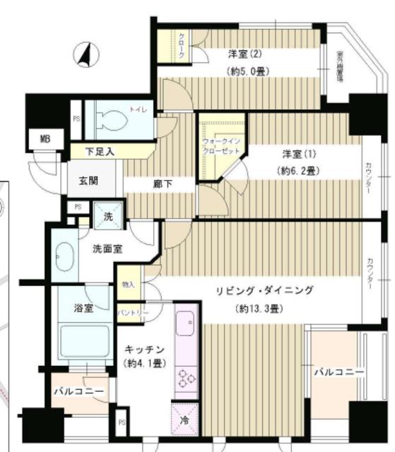 パークホームズ文京白山(2LDK/12階)の間取り写真