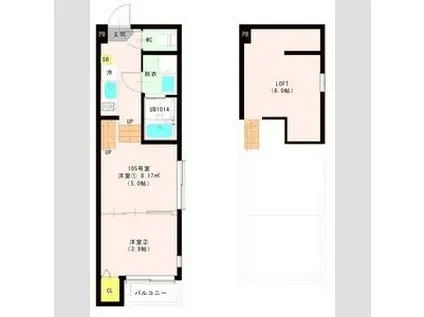 ハーモニーテラス西中田VIII(1DK/1階)の間取り写真