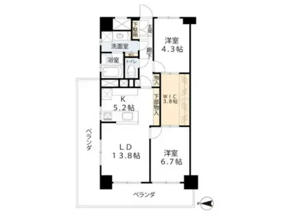 ウィンザーハイム南砂(2LDK/12階)の間取り写真