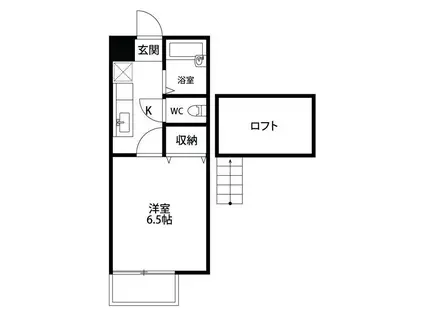 ビバリーハウス萩丘B(1K/2階)の間取り写真