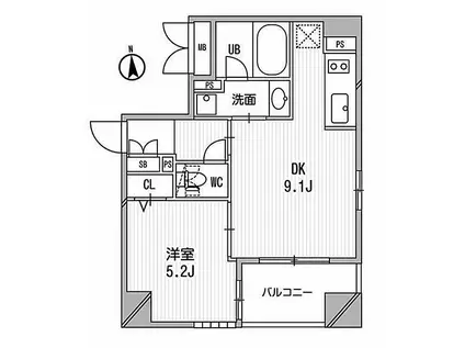 クリオ三田ラ・モード(1LDK/7階)の間取り写真