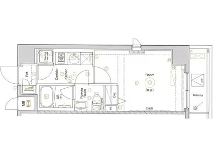 メイクスデザイン王子(1K/4階)の間取り写真