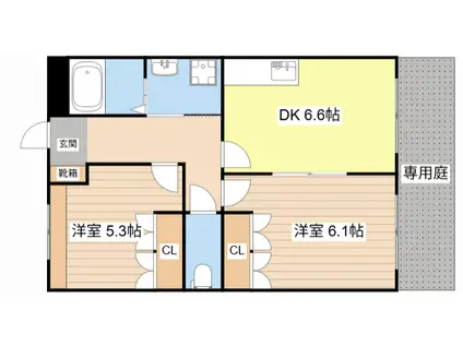 ヴィラルーエン(2DK/1階)の間取り写真