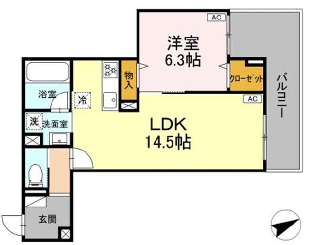 D-RESIDENCE稲城(1LDK/2階)の間取り写真