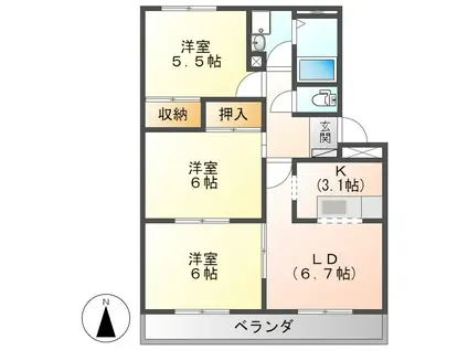 ファイン・コール(3DK/1階)の間取り写真