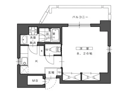 シェリオン(1K/2階)の間取り写真