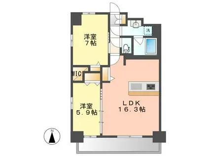 ストラーダ浅間(2LDK/6階)の間取り写真