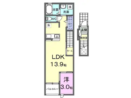 ビューシティ泉II(1LDK/2階)の間取り写真
