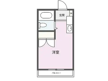 Kハイム(ワンルーム/2階)の間取り写真