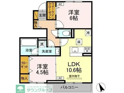 ルガーゼグーロ LUGARSEGURO(2LDK/1階)の間取り写真