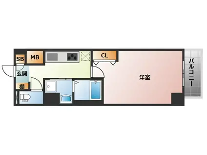 アーバンフラッツ心斎橋 (1K/7階)の間取り写真