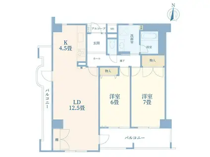 クレアビューコート清瀬駅前(2LDK/12階)の間取り写真